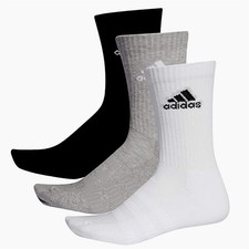 Mens Adidas Crew Socks Cushioned Cotton Rich Sports Soft Sock 3 Pairs
