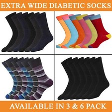 Mens Socks Extra Wide Diabetic Loose Top Cotton Rich Sock Big Foot 3 6 Pairs UK