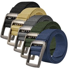 Mens Enzo Belts Adjustable Metal Ratchet Buckle Canvas Webbing Belt Heavy Duty