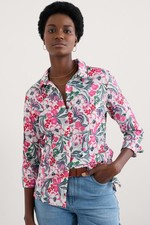 Seasalt Women's Regular Larissa Shirt in Crinkled Organic Cotton Garden Flowers 