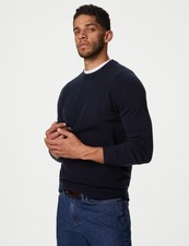 M&S - Autograph Mens Navy Cashmere Crew Long sleeved Jumper