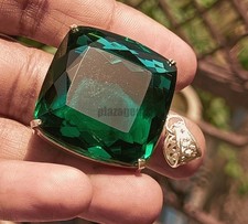 120 Ct Natural Vivid Green Colombian Emerald Cushion Certified Pendant