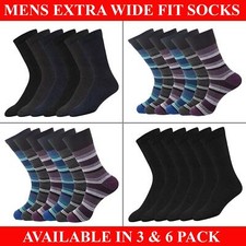 Mens Socks Extra Wide Fit Diabetic Loose Top Cotton Rich Sock 3 6 Pairs Big Foot