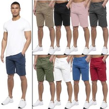 Enzo Mens Chino Shorts 100% Cotton Summer Casual Smart Beach Half Pant All Sizes