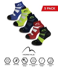 More Mile Endurance 5 Pack Coolmax Mens Running Socks Cushioned Anti Blister