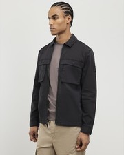 River Island Mens Overshirt Black Regular Fit Zipped Long Sleeve Collared Top