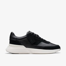 Clarks Mens Craft Pace Black Leather Trainers Leather Sports