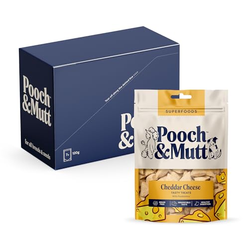 Pooch & Mutt - Cheddar Cheese ...of 7x120g (packaging may vary) - down 41.89% (£9.63) to £13.36 from £22.99