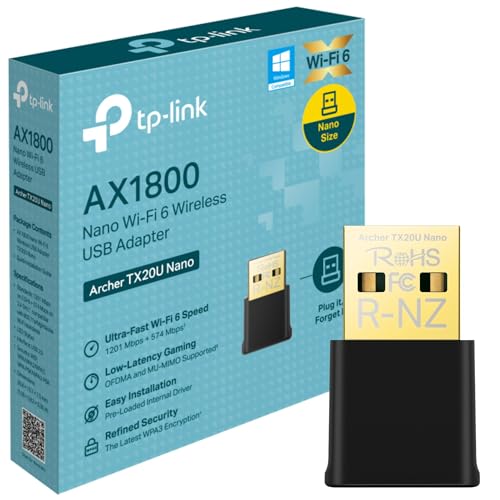 TP-Link Archer TX20U Nano AX18... Dongle, Nano Size USB Adapter - down 48.02% (£14.77) to £15.99 from £30.76