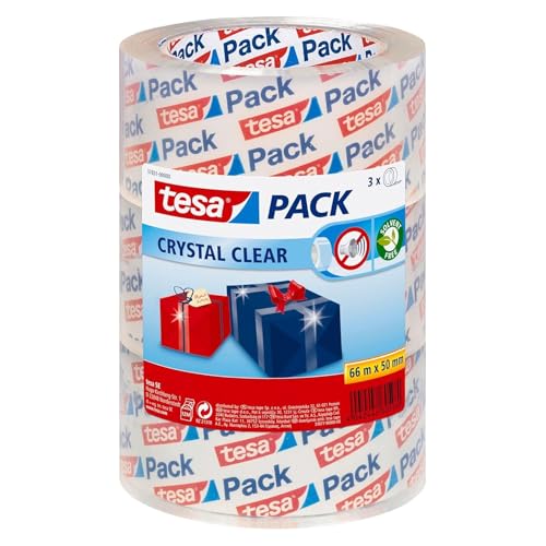 tesa Pack Crystal Clear Packag...sparent Roll - 3X 66 m x 50 mm - down 9.43% (£1.12) to £10.76 from £11.88