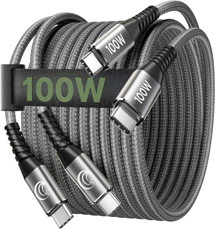 100W USB C to USB C Cable, 2M 2Pack Fast Charging - Sold By Tem Memo Limited FBA