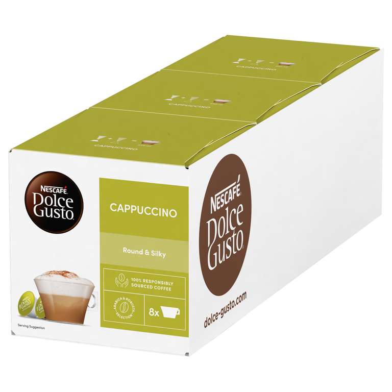 NESCAFÉ Dolce Gusto Cappuccino Medium Roast Coffee Pods (Total 24 Servings)