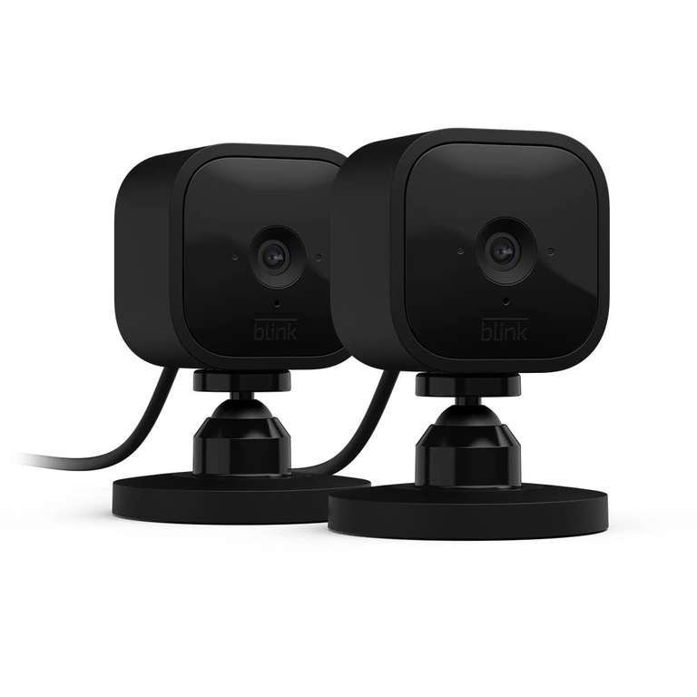 Blink Mini | Indoor Plug-In Pet Security Camera 2-Pack, 1080p HD day and night video, motion detection, two-way audio, easy setup