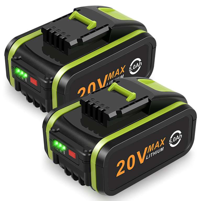 2 x 20V 5.0Ah Battery for Worx - ASUNCELL Li-ion Replacement Battery For 20V - Sold by ASUNCELL-UK / FBA (Prime Members)
