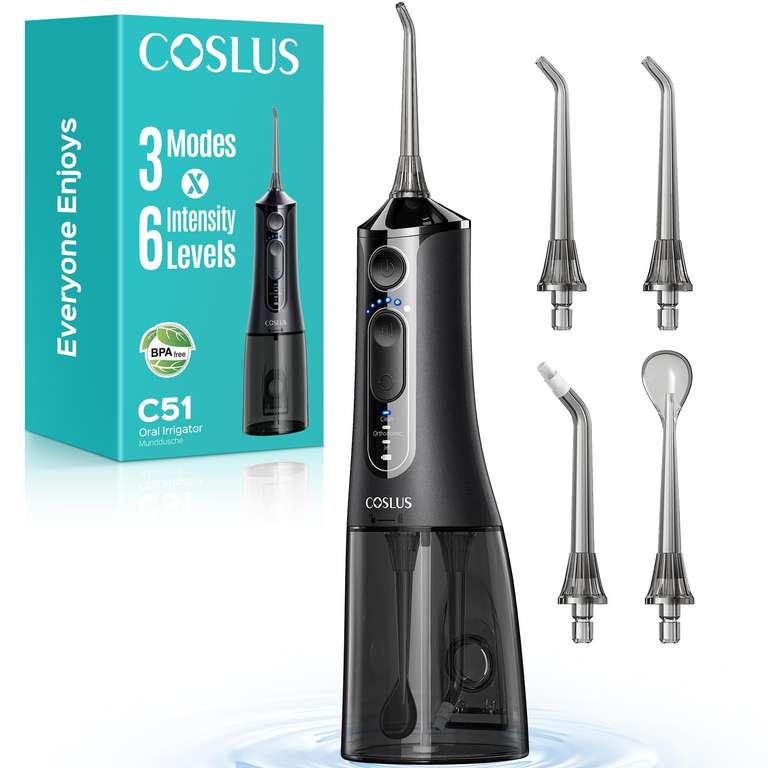 2x Coslus C51 Protable Water Dental Flosser, 3 Modes & 18 Pressure with Jet Mode - Sold by Aoorty / FBA - Prime Exclusive