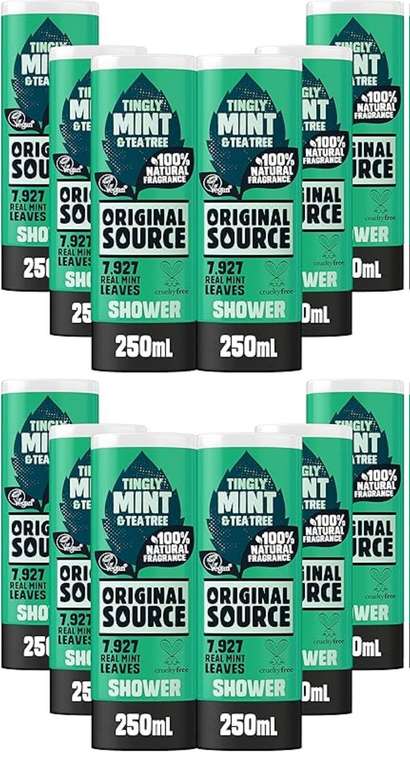 2 x Original Source Mint & Tea Tree Shower Gel 6 x 250ml (12 Bottles In Total) - At Checkout (£9.24 / £8.04 on S&S)
