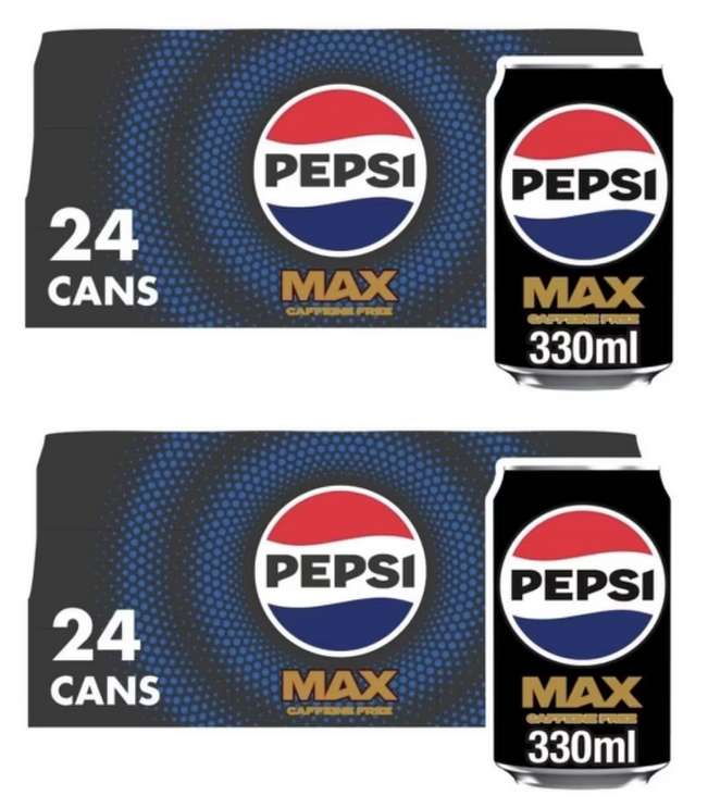 2 x Pepsi Max No Caffeine, 24 x 330ml - Discount At Checkout (£13.86 / £11.61 with S&S)