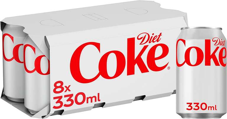 Diet Coke Soft Drink Cans, 8 x 330mL