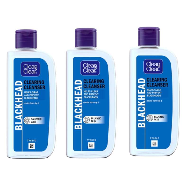3 x Clean & Clear Blackhead Clearing Oil-Free Cleanser, 200ml (3 for 2 offer) - £3.87 - £4.63 with S&S
