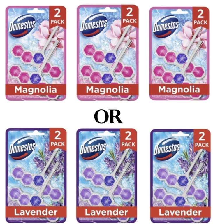 3 x Domestos 2 Pack Power 5 Magnolia Toilet Rim Block Freshener (2 x 50g Each) / Lavender - £4.56 / £3.89 S&S