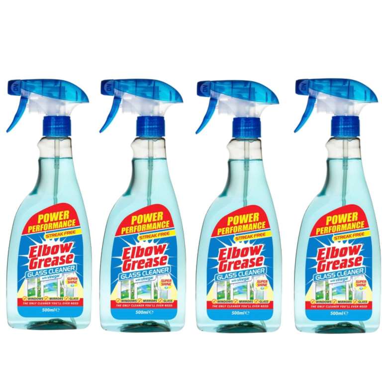 4 x Elbow Grease Glass Cleaner with Vinegar for Windows and Mirrors 500ml (£2.20 - £2.40 with S&S) - Selected Accounts