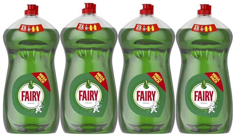 4 x Fairy Original Washing Up Liquid Green with LiftAction 1450 ml - w/ voucher / £10.60 or less with Sub and Save