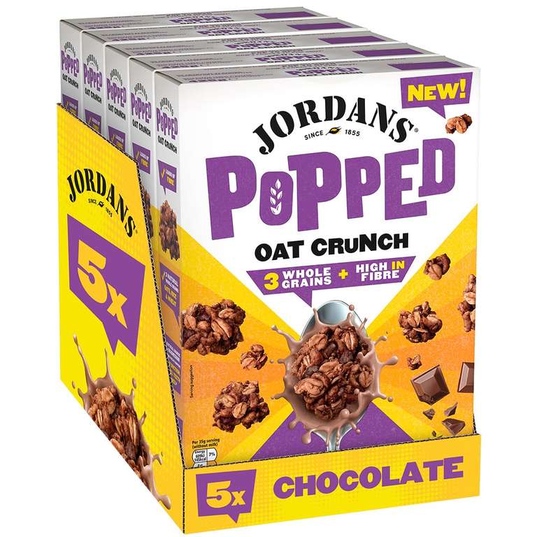 JORDANS Popped Oat Crunch Chocolate, 5 Pack of 425g