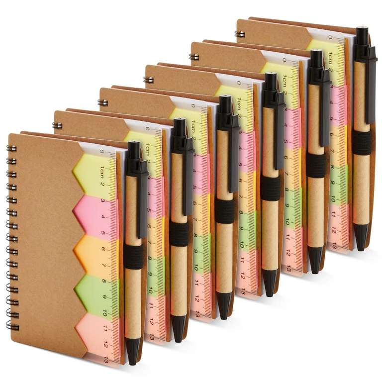 6-Pack Mini Kraft Notebooks with Pen and Sticky Notes, 69 Sheets, 10.8 x 14 cm. Sold by Juvo + FBA