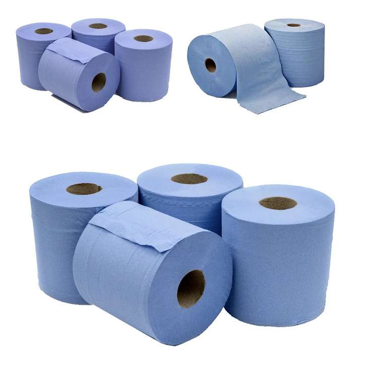 6 x Jumbo Workshop Hand Towels Rolls 2 Ply Centre Feed Wipes Embossed Tissue W/Code (UK Mainland) - Sold by ThinkPrice