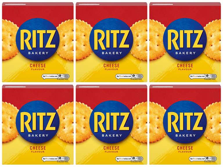 6 x Ritz Cheese Flavoured Crackers, Classic Savoury Snack 140g (£3.40 / £2.80 with S&S)