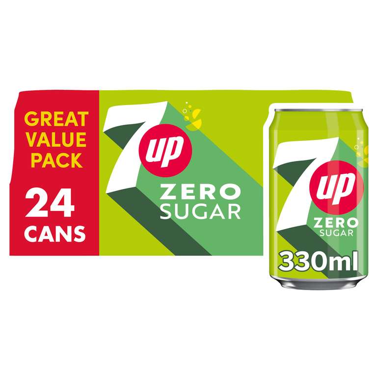 7UP Zero Lemon & Lime Cans 24 x 330ml - Sold by Amazon Fresh - £15 Spend to Checkout