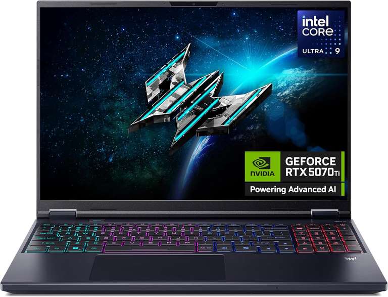acer Predator Helios Neo 16 Laptop - Intel Core Ultra 9 275HX, 16GB, 1TB SSD, NVIDIA GeForce RTX 5070Ti, 16" WQXGA 240Hz, Win 11, Black