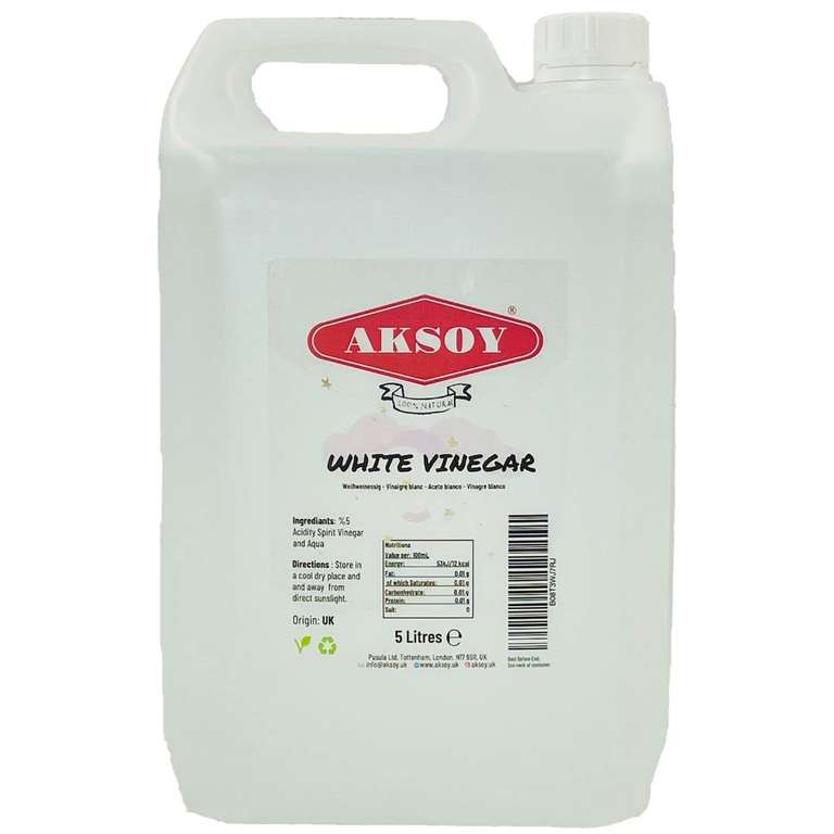 Aksoy Distilled White Spirit Vinegar 5L | Ideal for Cleaning, Pickling, Marinating, Cooking & Natural Weed Contro