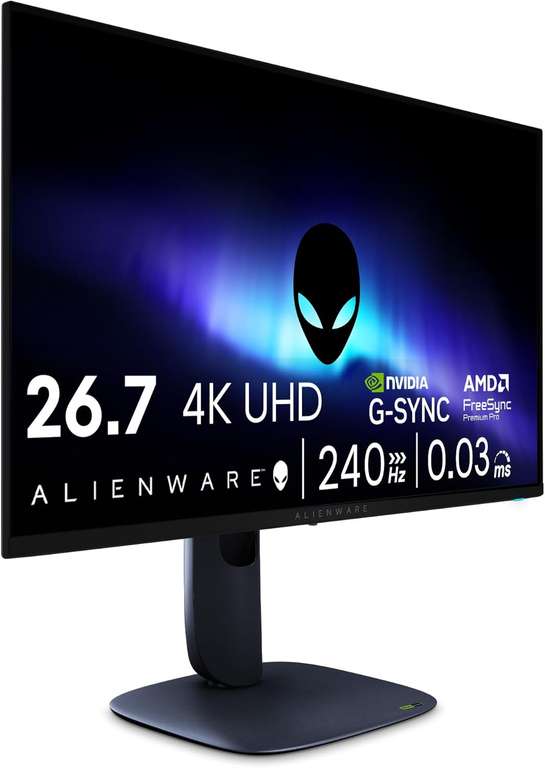 Alienware 27 Gaming Monitor - AW2725Q, 4K UHD (3840x2160), 240Hz, QD OLED, 0.03ms, NVIDIA G-SYNC Compatible, AMD FreeSync Premium Pro, HDR
