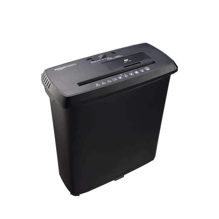 Amazon Basics 8-Sheet Strip Cut Paper, CD and Credit Card Shredder, Black