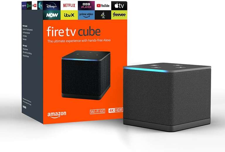 Amazon Fire TV Cube (Newest gen) Media Player with Alexa, Wi-Fi 6E, 4K Ultra HD