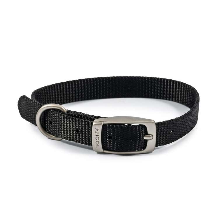 Ancol Viva Lightweight Dog Collar with Reflective Stitching - Black - Durable Weatherproof - 26-31cm / Size 2 - XS