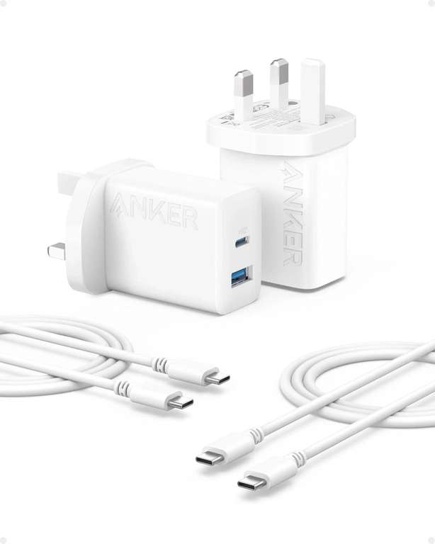 Anker USB C Plug 2-Pack 20W Dual Port Fast Charger Plug, Automatic discount + with Code - Sold by Anker Official