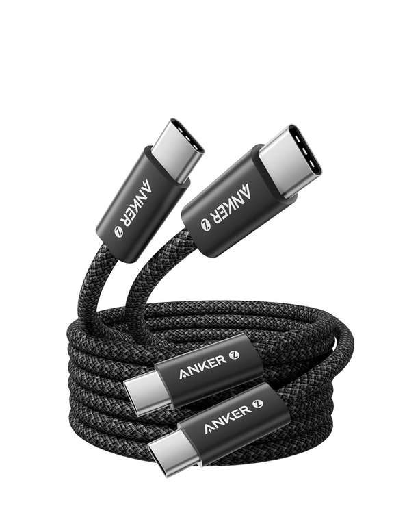 Anker Zolo 240W M2 2-Pack USB C to USB C Cable, Braided and Dirt-Free Type-C Fast Charging Cable with voucher AnkerDirect FBA