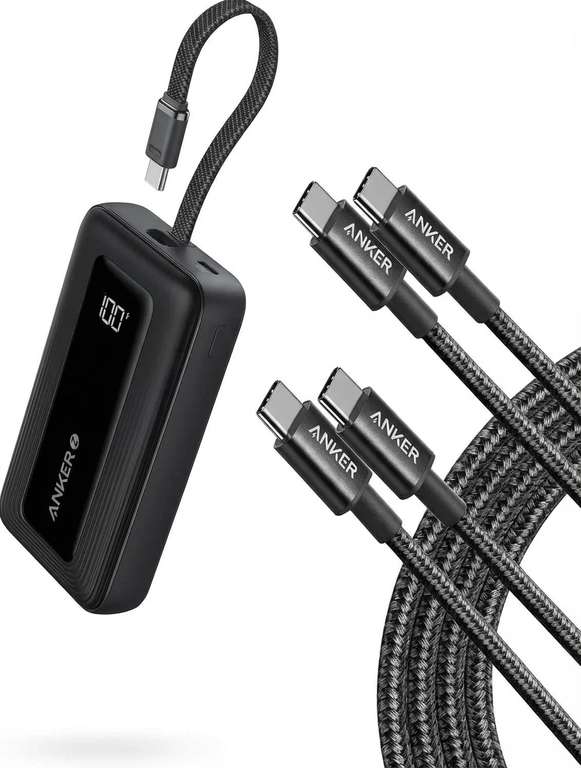 Anker Zolo Power Bank 10,000mAh 30W &Cable USB C to USB C Charger 6 ft, 2Pcs 60W Anker Official With Code