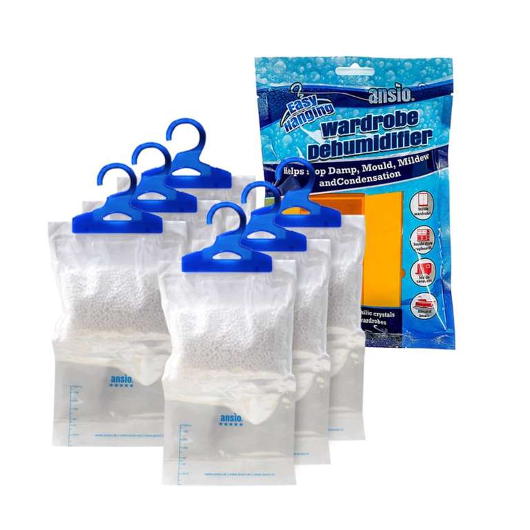 ANSIO Wardrobe Dehumidifier Disposable Hanging Bags - Pack of 12