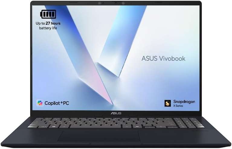 ASUS Vivobook 16 X1607QA CoPilot+ Laptop | 16.0" WUXGA Screen | Qualcomm Snapdragon X1-26-100 Processor | 16GB RAM | 512GB SSD | Windows 11
