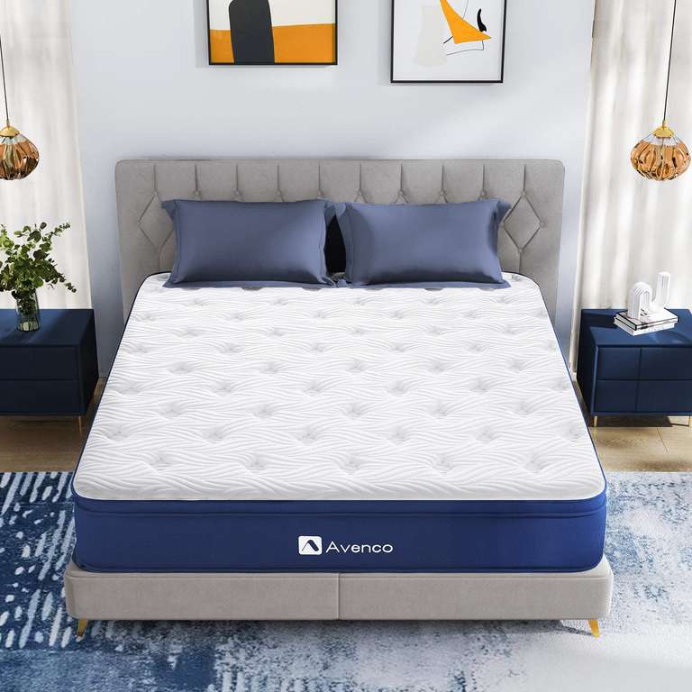 Avenco Super King Mattress, 7 Inch Bamboo Fibers Foam Spring Hybrid Mattress, Medium Firm, Breathable, CertiPUR-US Certified, 180x200x18cm