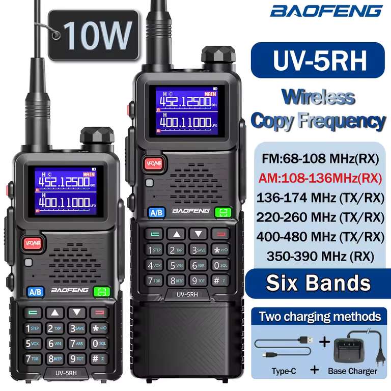 Baofeng UV 5RH Multi-band Radio & Walkie-Talkie ( 6 Bands / 999 Channels / USB-C / 10W ) + 10% cashback@blackradio Store