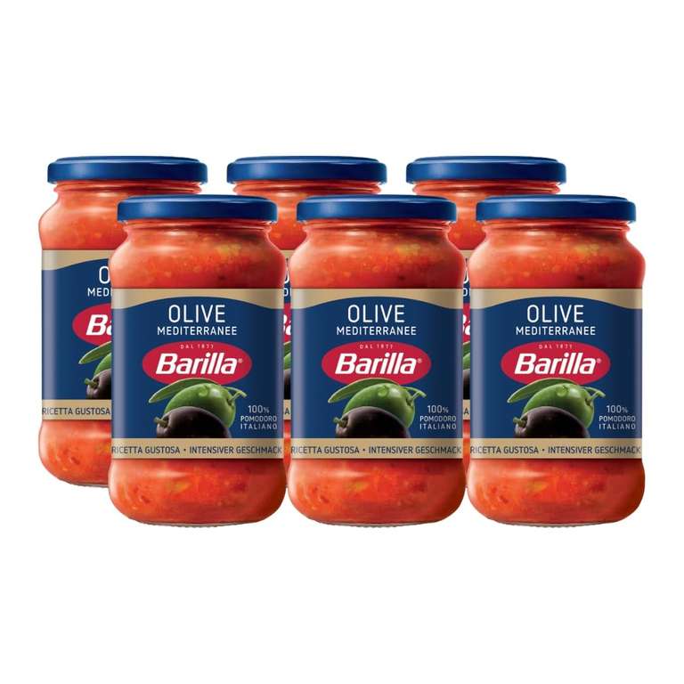Barilla Olive Pasta Sauce 6 x 400g – Italian Tomato with Green & Black Olives
