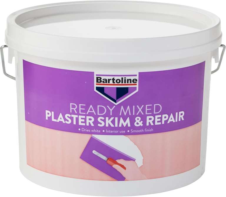 Bartoline DIY Ready Mixed Plaster Skim and Repair 2.5 L, Easy Application