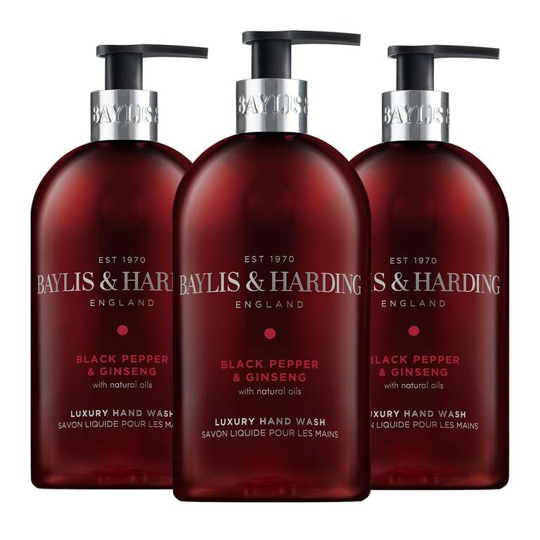 Baylis & Harding Black pepper and ginseng 3 pack of luxury hand wash