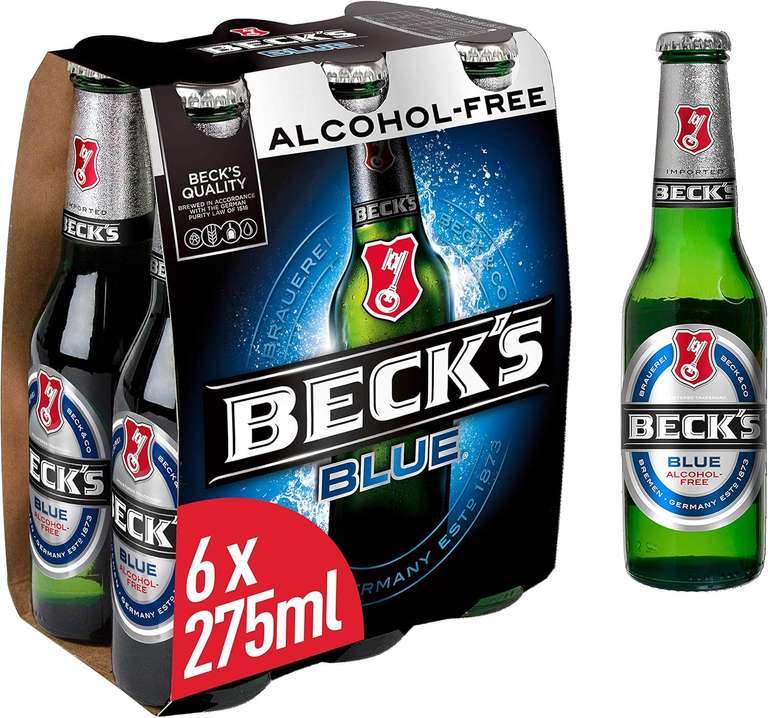 Beck's Blue Alcohol Free Beer, 6 x 275ml - Selected Postcodes - Sold by Amazon Fresh - £15 Spend to Checkout