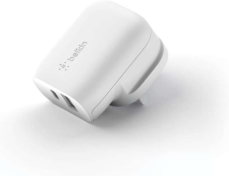 Belkin 37W USB Type C PPS PD Dual Port Wall Phone Charger, Power Delivery 25W USB C Port and 12W USB A Port