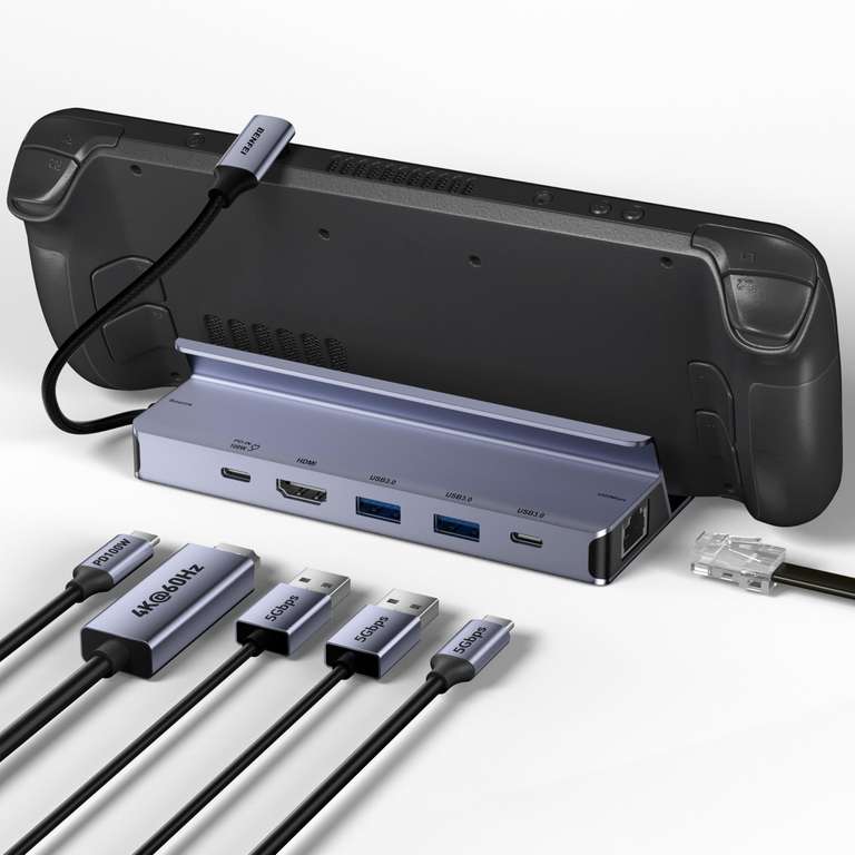 BENFEI Steam Deck/ROG Ally/Legion Go Dock, Docking Station , 6-in-1 USB C Hub HDMI 4K@60Hz, 1Gbps Ethernet, PD 100W @ BENFEI Direct GB
